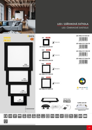 Ecolite SMD panel 30x30cm, 25W, CCT, IP44, 2260lm LED-WSQ-CCT/25W/CR