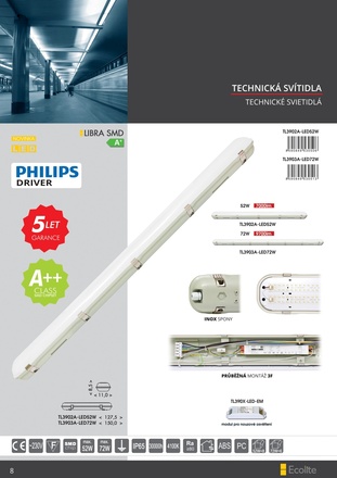 Ecolite LED prachotěs 52W, 7000lm, IP65, 4100K TL3902A-LED52W
