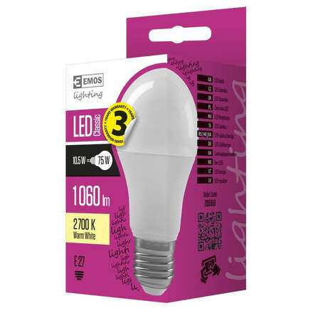 EMOS LED žárovka Classic A60 10,5W E27 teplá bílá 1525733203