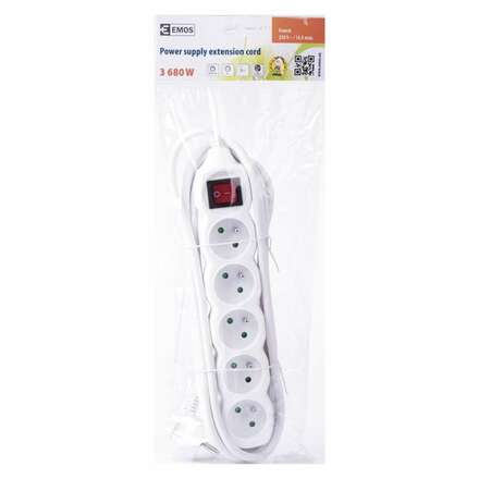 EMOS Prodlužovací kabel 3m 3x1,5mm 5 zásuvek + vypínač 1902150308