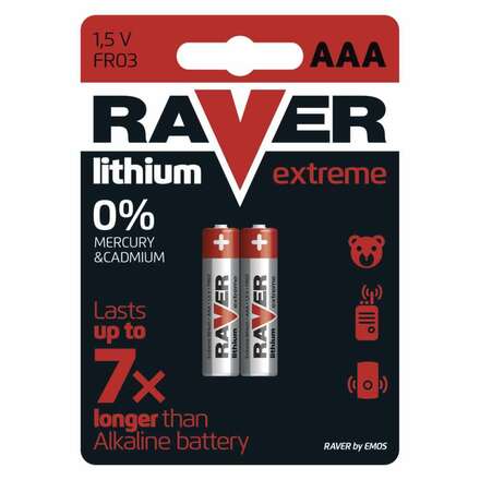 Lithiová baterie RAVER FR03 (AAA), blistr