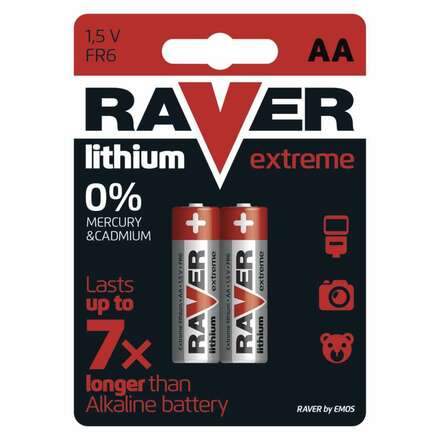Lithiová baterie RAVER FR6 (AA), blistr