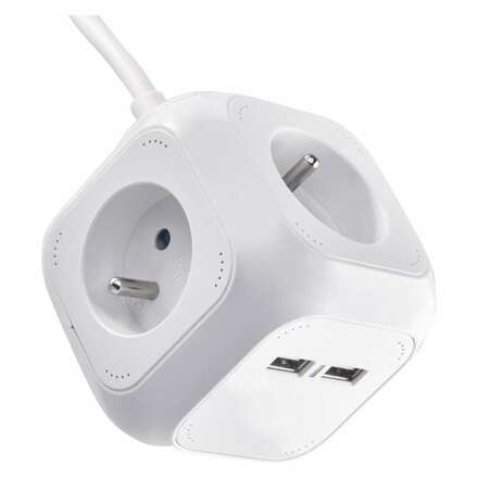 EMOS Rozbočovací kostka s prodl. přívodem – 4 zás. + 2× USB, 1,9m 1902040190