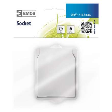 EMOS Zásuvka nástěnná, bílá, IP54 1950010205