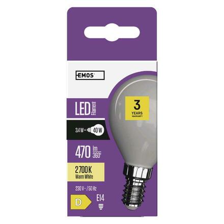 EMOS LED žárovka Filament Mini Globe / E14 / 3,4 W (40 W) / 470 lm / teplá bílá ZF7220