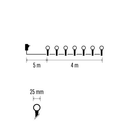 EMOS LED světelný cherry řetěz – kuličky 2,5 cm, 4 m, venkovní i vnitřní, multicolor, časovač D5AM01