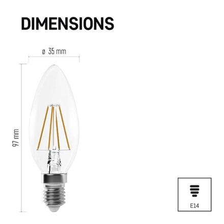 EMOS LED žárovka Filament svíčka / E14 / 3,4 W (40 W) / 470 lm / neutrální bílá ZF3221