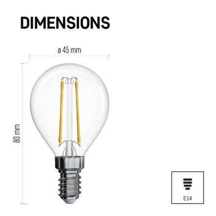 EMOS LED žárovka Filament Mini Globe / E14 / 1,8 W (25 W) / 250 lm / neutrální bílá ZF1201