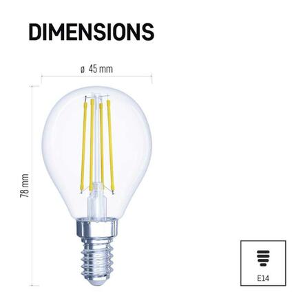 EMOS LED žárovka Filament Mini Globe / E14 / 6 W (60 W) / 810 lm / neutrální bílá ZF1241