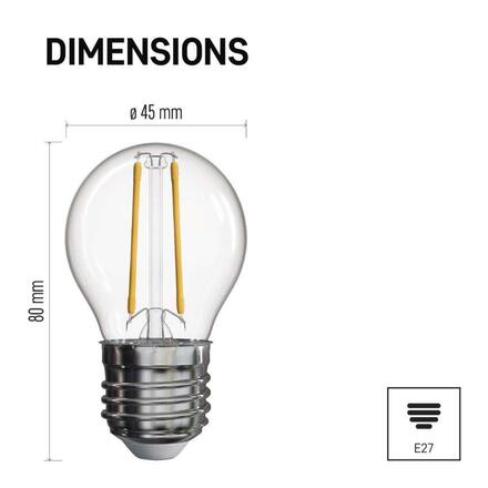 EMOS LED žárovka Filament Mini Globe / E27 / 1,8 W (25 W) / 250 lm / teplá bílá ZF1100