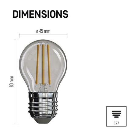 EMOS LED žárovka Filament Mini Globe / E27 / 3,4 W (40 W) / 470 lm / neutrální bílá ZF1121