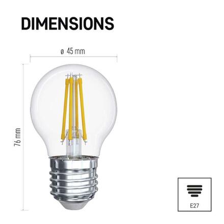 EMOS LED žárovka Filament Mini Globe / E27 / 6 W (60 W) / 810 lm / neutrální bílá ZF1141
