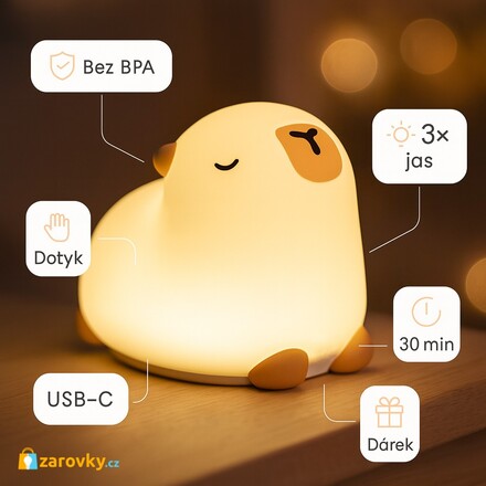 LED2 dětská lampička Kapybara LED teplá bílá nabíjecí USB