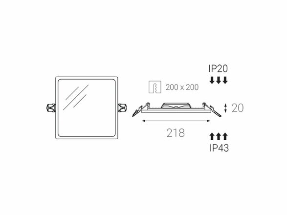 LED2 SLIM-Q, L ZÁPUSTNÉ BÍLÉ IP43 2183031