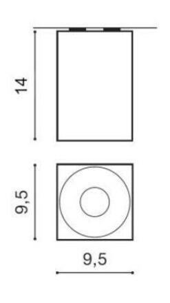Stropní bodové přisazené svítidlo AZzardo Hugo aluminium AZ0828 GU10 1x50W IP20 9,5cm hranaté hliníkové