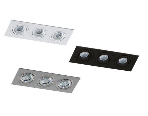 Stropní bodové zápustné svítidlo AZzardo Caro 3 Square aluminium AZ2441 GU10 3x40W IP20 25,6cm hliníkové