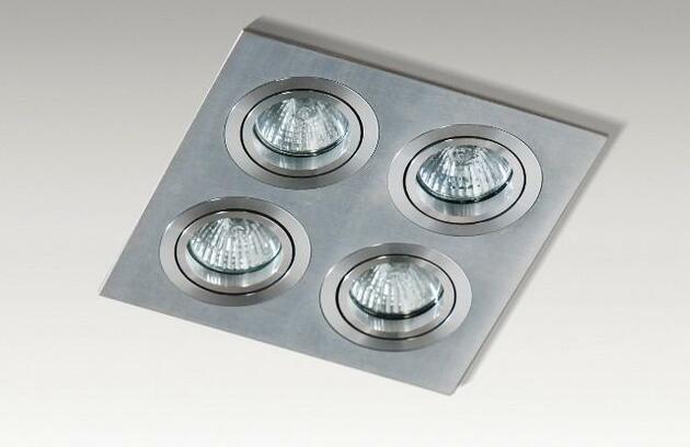 Stropní bodové zápustné svítidlo AZzardo Caro 4 Square aluminium AZ2444 GU10 4x40W IP20 18cm hliníkové