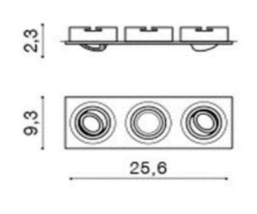 Stropní bodové zápustné svítidlo AZzardo Caro 3 Square aluminium AZ2441 GU10 3x40W IP20 25,6cm hliníkové