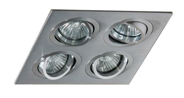 Stropní bodové zápustné svítidlo AZzardo Caro 4 Square aluminium AZ2444 GU10 4x40W IP20 18cm hliníkové