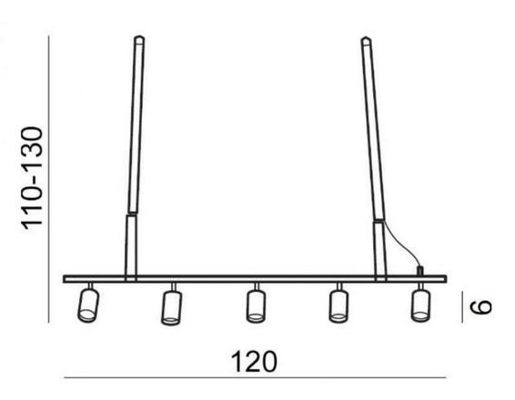 Závěsné svítidlo AZzardo Biram black/chrom AZ2638 GU10 5x33W IP20 120cm černo-chromové