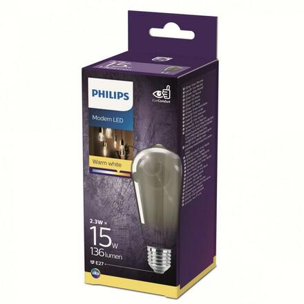 LED Žárovka Philips Vintage Classic E27 ST64 2,3W-15W smoky 2700K nestmívatelná