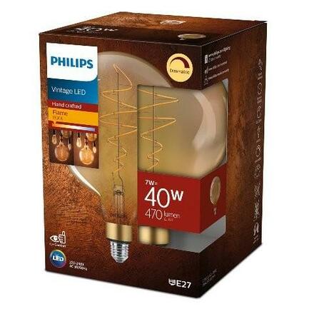 Philips Vintage LED žárovka E27 G200 7W 470lm GOLD stmívatelné