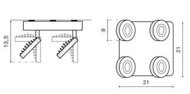 LED Nástěnné/stropní přisazené svítidlo AZzardo Enzo 4KW AZ0674 4x5W 920lm 3000K IP20 21cm bílo-černé