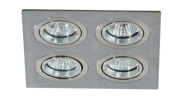 Stropní bodové zápustné svítidlo AZzardo Caro 4 Square aluminium AZ2444 GU10 4x40W IP20 18cm hliníkové