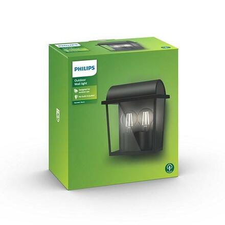 Philips Harvest SVÍTIDLO VENKOVNÍ NÁSTĚNNÉ E27 max. 2x42W, IP44, černá