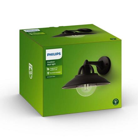 Venkovní nástěnné svítidlo Philips Cormorant 17381/30/PN E27 1x42W bez zdroje, IP44, černé