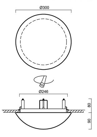 OSMONT 59833 AURA V8 stropní/nástěnné skleněné polovestavné svítidlo bílá IP44 4000 K 11W LED nouzové kombinované 3 h