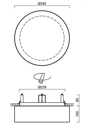 OSMONT 67120 ERIS V2 stropní/nástěnné skleněné polovestavné svítidlo bílá IP44 3000 K 19W LED nouzové kombinované 3 h