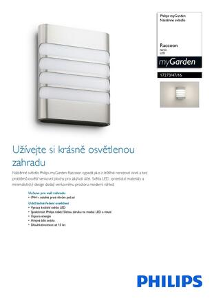 Philips Raccoon SVÍTIDLO VENKOVNÍ NÁSTĚNNÉ NEREZ  1x3W SELV 17273/47/16