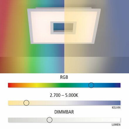 LEUCHTEN DIREKT is JUST LIGHT LED stropní svítidlo v bílé s nastavitelnou barvou světla a dálkovým ovládáním RGB+3000-5000K