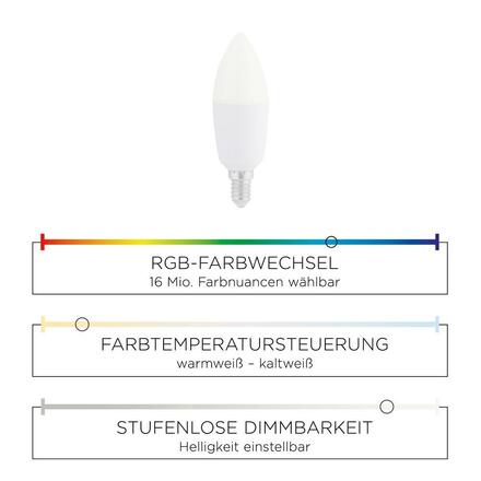 LEUCHTEN DIREKT is JUST LIGHT LED žárovka, RGB+W, Smart Home, E14 MEDION RGB+2700-5000K