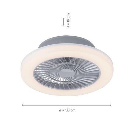 LEUCHTEN DIREKT is JUST LIGHT LED stropní svítidlo kruhové v barvě oceli s ventilátorem 2700K