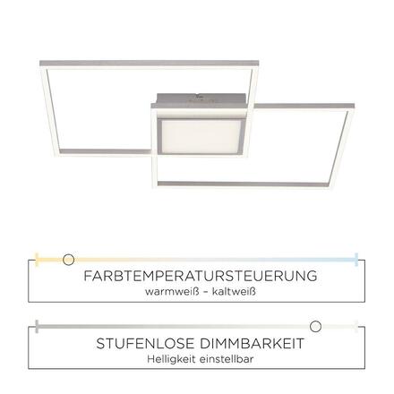 LEUCHTEN DIREKT is JUST LIGHT LED stropní svítidlo, ocel, 60x60cm, CCT nastavení teploty barvy, stmívatelné 3000-5000K