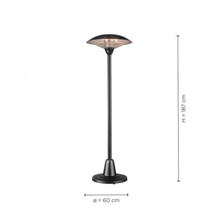 LEUCHTEN DIREKT is JUST LIGHT venkovní stojací topidlo s akcentním osvětlením svítidlo, černá, IP34, 1500 W, 3000 W