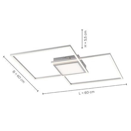 LEUCHTEN DIREKT is JUST LIGHT LED stropní svítidlo, ocel, 60x60cm, CCT nastavení teploty barvy, stmívatelné 3000-5000K