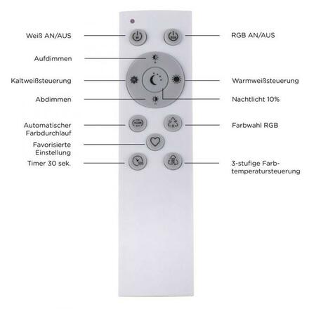 LEUCHTEN DIREKT is JUST LIGHT LED stropní svítidlo, bílé, CCT, RGB, dálkový ovladač, stmívatelné 2700-5000K
