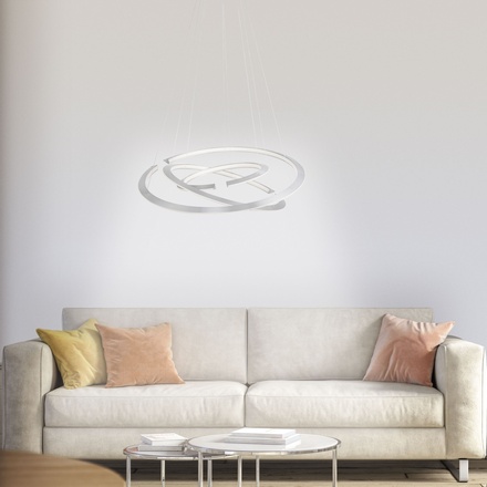PAUL NEUHAUS LED závěsné svítidlo kruhové v barvě oceli s nastavitelnou barvou světla a funkcí stmívání 2700-5000K