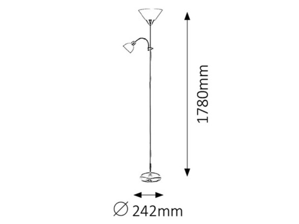 Rabalux stojací lampa Action E27 1x MAX 100W + E14 1x MAX 25W stříbrná 4020