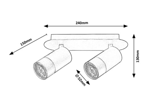 Rabalux nástěnné/stropní bodové svítidlo Zircon GU10 2X MAX 5W matná černá 5070