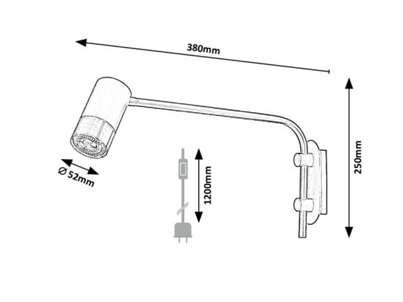 Rabalux nástěnné bodové svítidlo Zircon GU10 1X MAX 5W matná černá 5072