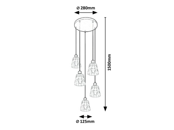 Rabalux závěsné svítidlo Jarina E27 5x MAX 40W černá 5334