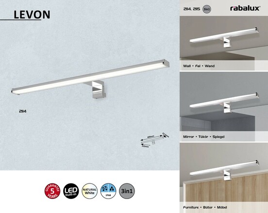 Rabalux koupelnové svítidlo Levon LED 8W IP44 2114