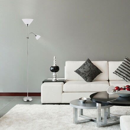 Rabalux stojací lampa Action E27 1x MAX 100W + E14 1x MAX 25W saténová chromová 4064