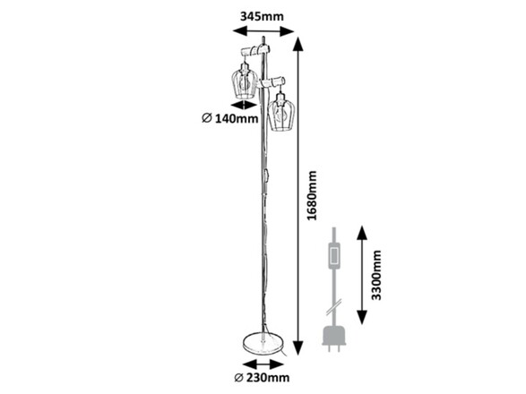 Rabalux stojací lampa Fabian E27 2x MAX 40W matná černá 5246