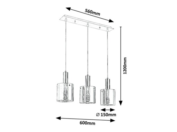 Rabalux závěsné svítidlo Donati E27 3x MAX 60W chromová 5250