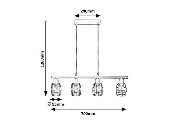 Rabalux závěsné svítidlo Indiana E14 4x MAX 25W černá 5284